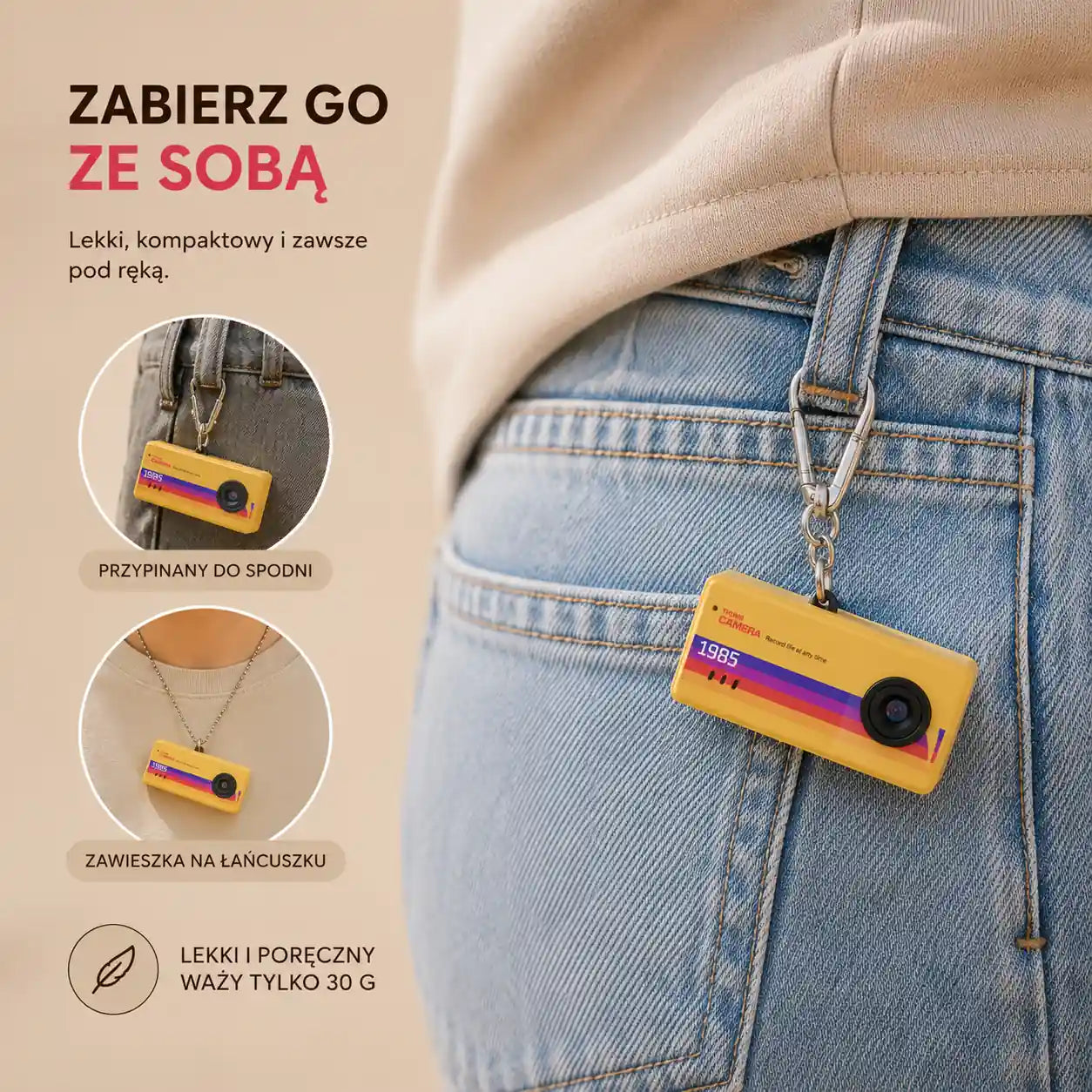 Mini Aparat Cyfrowy Brelok RETRO z Ekranem LCD – Twój Vintage Vibe w Kieszeni
