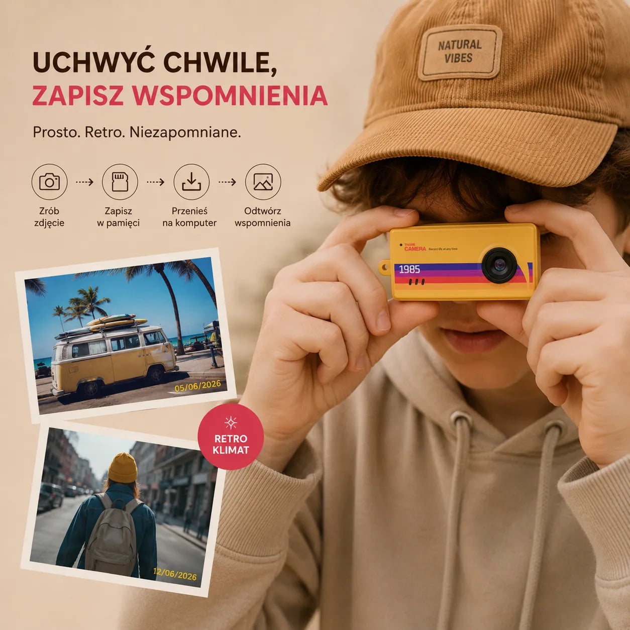 Mini Aparat Cyfrowy Brelok RETRO z Ekranem LCD – Twój Vintage Vibe w Kieszeni