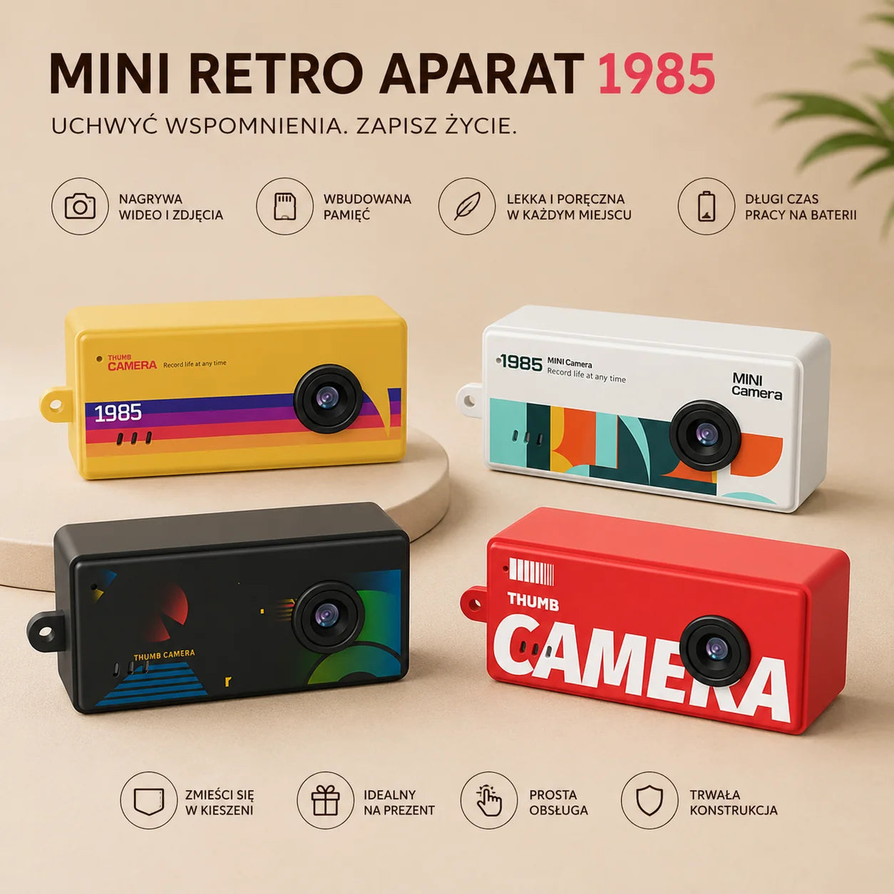 Mini Aparat Cyfrowy Brelok RETRO z Ekranem LCD – Twój Vintage Vibe w Kieszeni