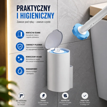 Szczotka do WC z Wymiennymi Gąbkami – Higieniczne Czyszczenie Bez Dotykania Brudu + 18 Wkładów