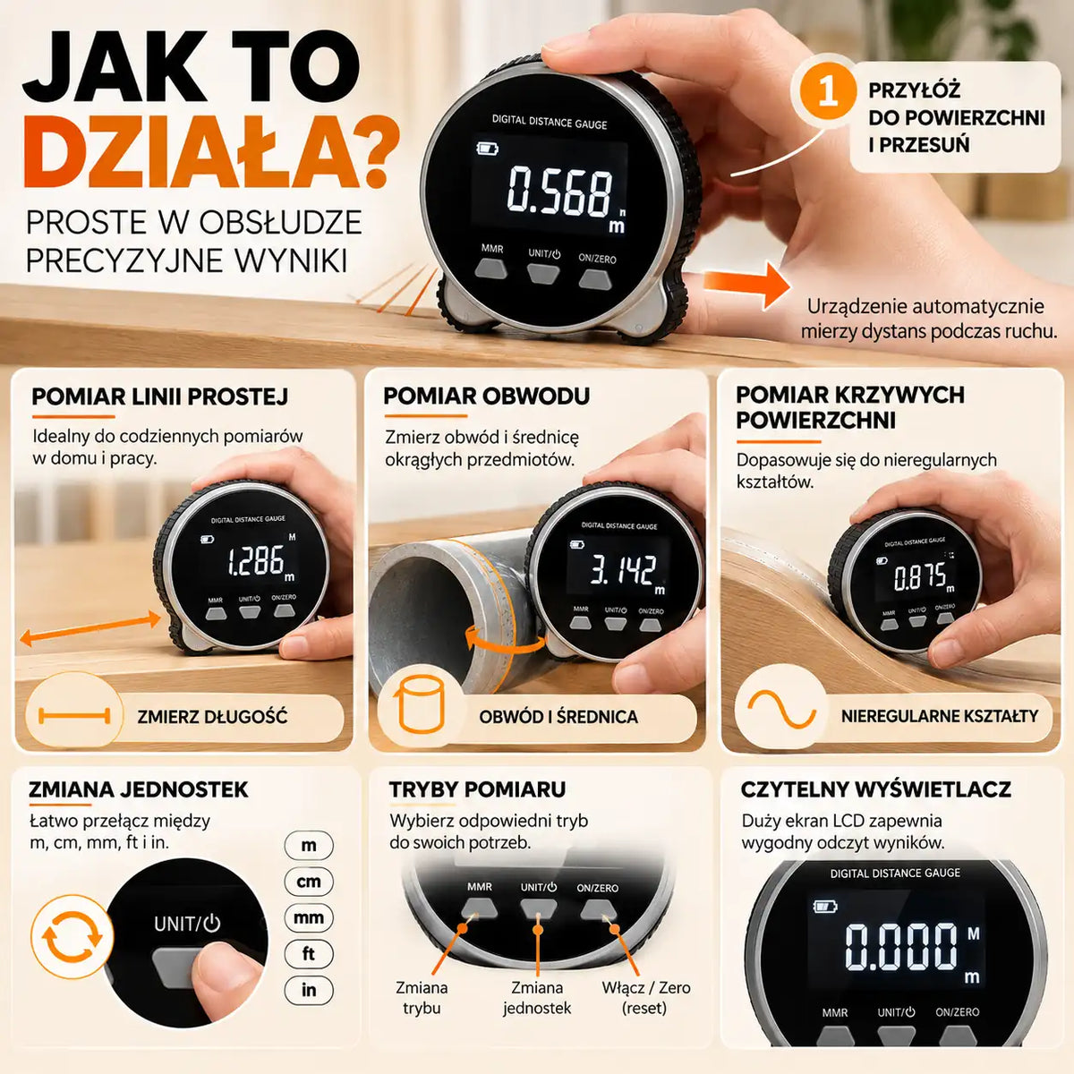Cyfrowa Miarka Rolkowa LCD – Precyzyjny Pomiar