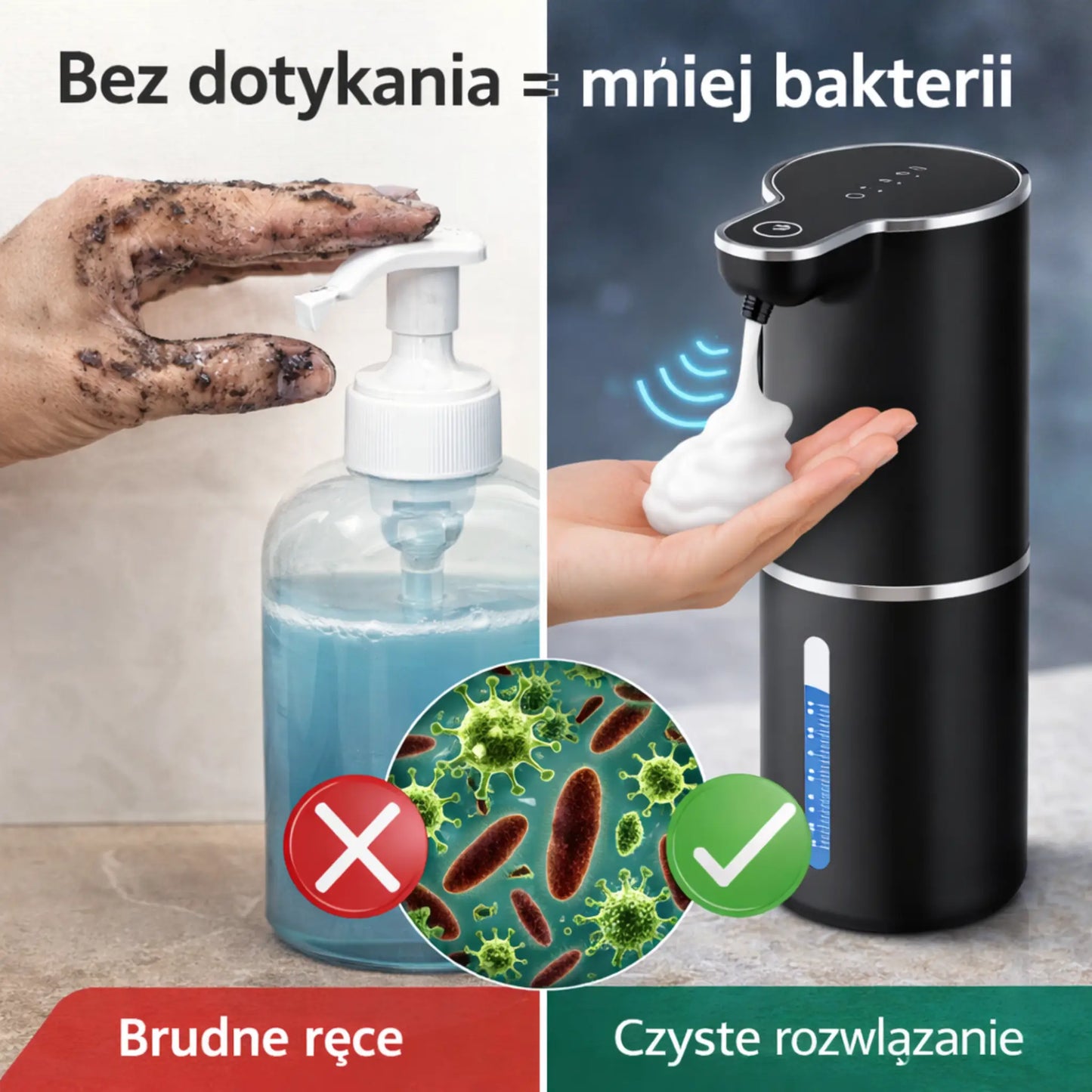 Zestaw Higieny Rąk: Bezdotykowy Dozownik + Mydło 300ml w Komplecie