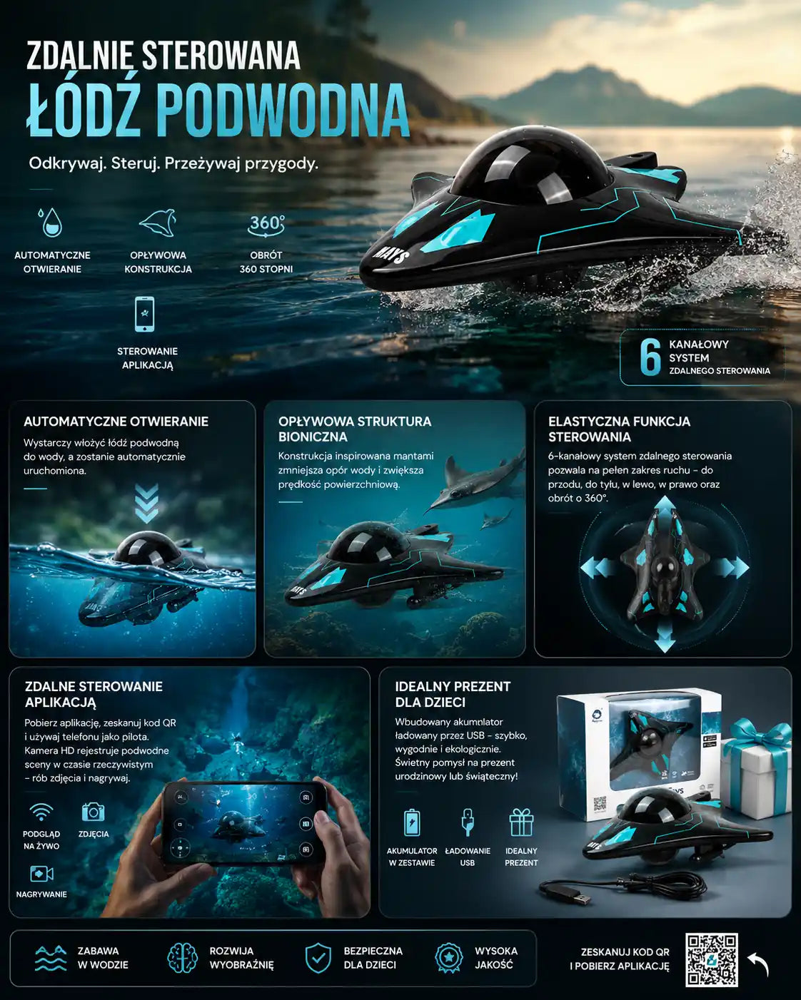 Zdalnie Sterowana Łódź RC z Kamerą Podwodną i Oświetleniem LED – Odkryj Podwodny Świat!