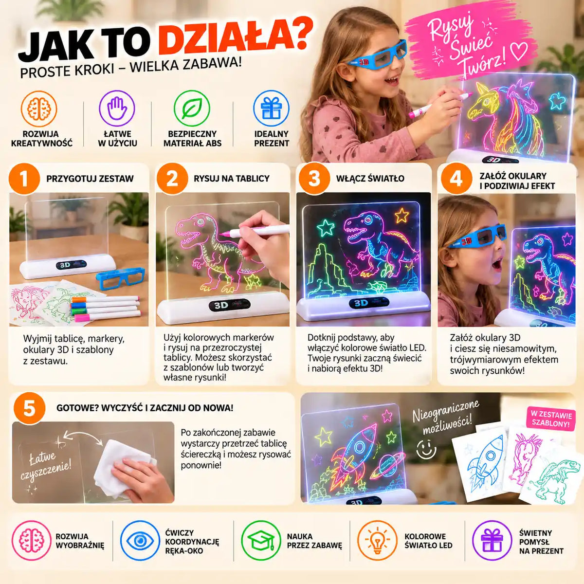 Świetlna Tablica LED – Kreatywna zabawa bez ekranów!