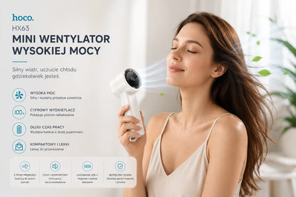 Przenośny Wentylator Ręczny z Ekranem LED – Super wydajny