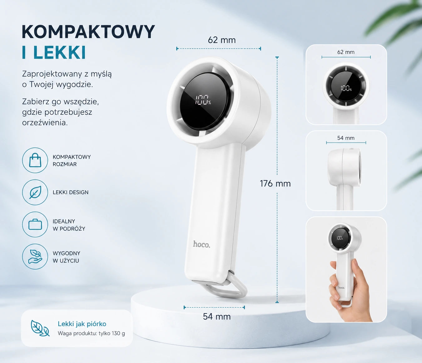 Przenośny Wentylator Ręczny z Ekranem LED – Super wydajny