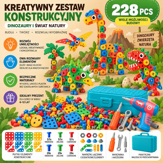 Mały majster - kreatywny zestaw z wiertarką - 228 elementów